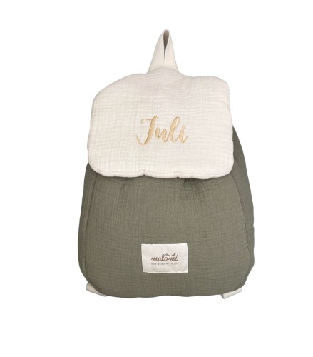 PLECAK MUŚLINOWY FOREST GREEN-z-imieniem-dziecka-malomi.jpg