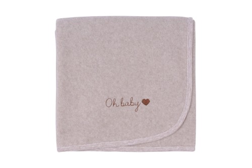 Kocyk fleece beige melange z bawełny organicznej.jpg